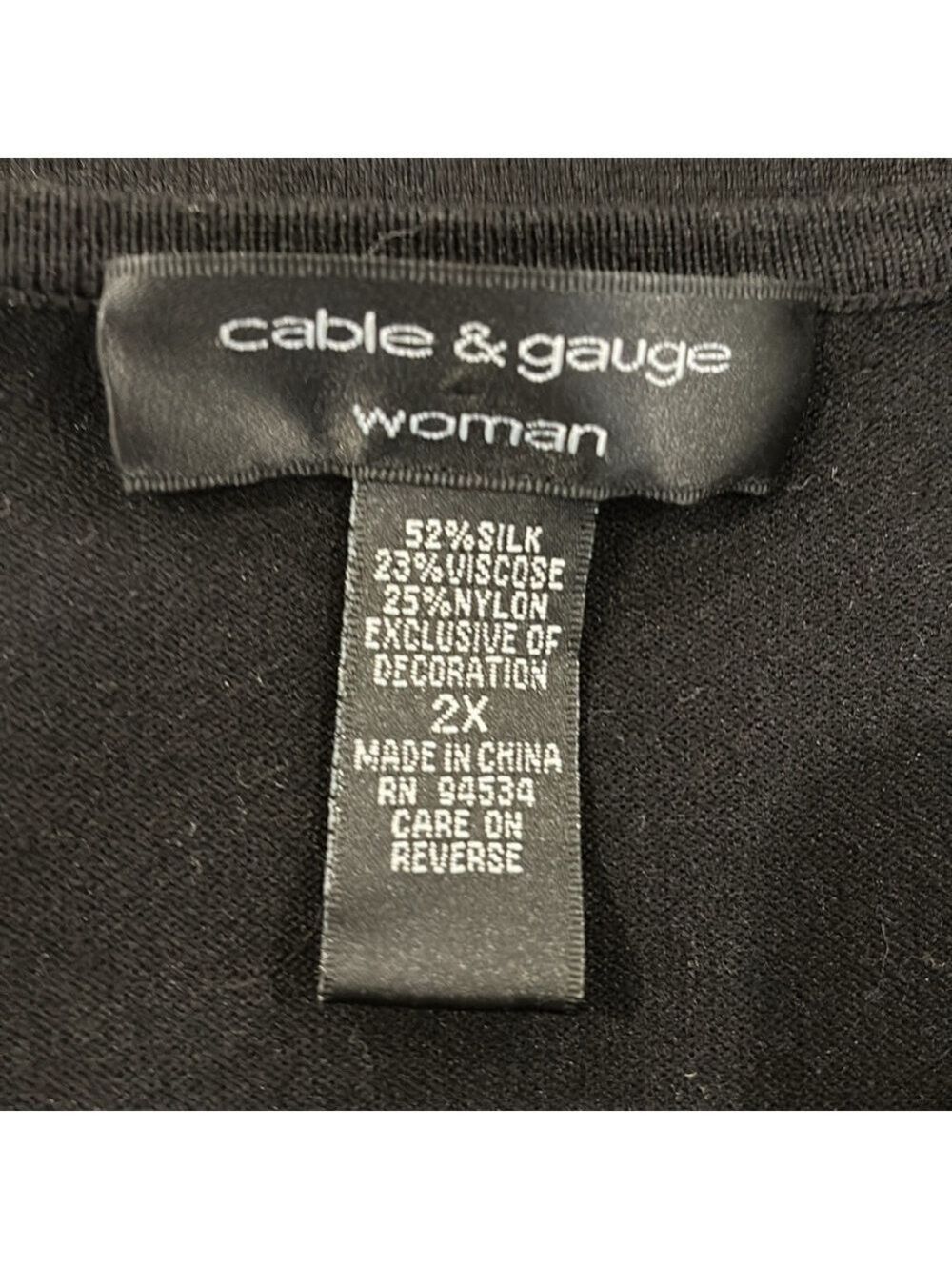 90s CABLE & GAUGE SILK BLEND BLACK JEWELED & SEQUINS SCOOP NECKLINE &  CUFFS 2X - Picture 8 of 8